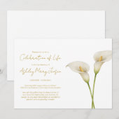 Invitation Simple Célébration de Vie de Lys Calla Funérailles (Devant / Derrière)