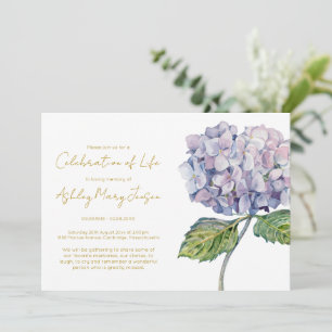 Invitation Simple Célébration de Vie d'Hydrangea Funérailles