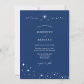 Invitation Simple Céleste Élégant Bleu Détails de Mariage et (Devant)