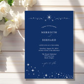 Invitation Simple Celestial Elegant Wedding Navy Blue