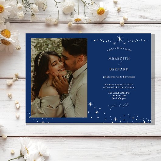 Invitation Simple Celestial Elegant Wedding Photo Horizontal