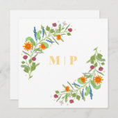 Invitation Simple cercle de fleurs élégantes (Devant / Derrière)