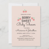 Invitation Simple Cerises Fruitées Rose pour Baby  (Devant)