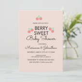 Invitation Simple Cerises Fruitées Rose pour Baby  (Debout devant)