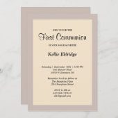 Invitation Simple Champagne Cadre Première communion Invitati (Devant / Derrière)
