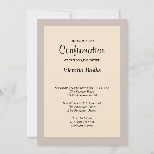 Invitation simple Champagne encadrée de confirmati (Devant)