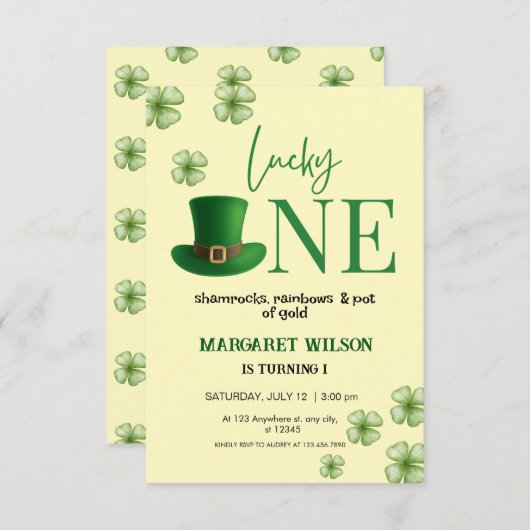 Invitation Simple chance un premier anniversaire (Devant / Derrière)