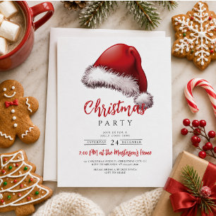 Invitation Simple Chapeau de Noël de Père Noël Fête de Noël