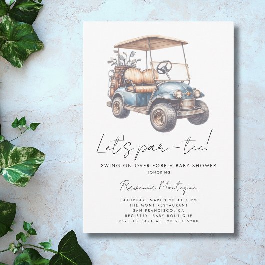 Invitation Simple chariot de golf pour une fête bébé Par-Tee