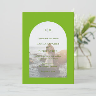 Invitation Simple Chartreuse Photo Arch Mariage moderne