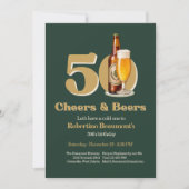 Invitation Simple Cheers & Beers Vert 50e Anniversaire (Devant)