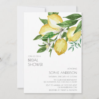 Invitation Simple Chic Aquarelle Citron Citrus Fête des marié