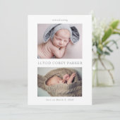 Invitation Simple Chic Baby Photo Announcement Card (Debout devant)