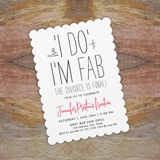 Invitation Simple Chic Black Et Blanc Divorce Party Typo