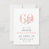 Invitation Simple Chic Blush Rose Blanc Floral 60e anniversai (Devant)