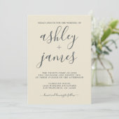 Invitation Simple Chic Calligraphie Antique Mariage blanc (Debout devant)