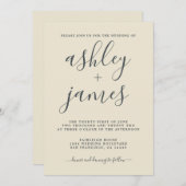 Invitation Simple Chic Calligraphie Antique Mariage blanc (Devant / Derrière)