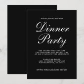 Invitation Simple Chic Calligraphie Black Dinner Party (Devant / Derrière)