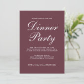 Invitation Simple Chic Calligraphie Burgundy Diner Party (Debout devant)