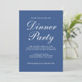 Invitation Simple Chic Calligraphie Classic Blue Dinner Party (Debout devant)