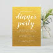 Invitation Simple Chic Calligraphie Classic Gold Dinner Party (Debout devant)