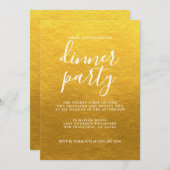 Invitation Simple Chic Calligraphie Classic Gold Dinner Party (Devant / Derrière)