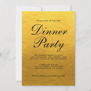 Invitation Simple Chic Calligraphie Fête de Soirée Or