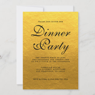 Invitation Simple Chic Calligraphie Gold Dinner Party