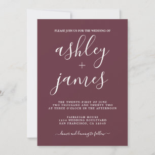 Invitation Simple Chic Calligraphie Mariage Bordeaux