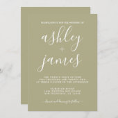 Invitation Simple Chic Calligraphie Sage Green Mariage (Devant / Derrière)
