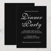 Invitation Simple Chic Calligraphie Soirée Noire (Devant / Derrière)