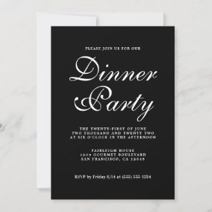 Invitation Simple Chic Calligraphie Soirée Noire