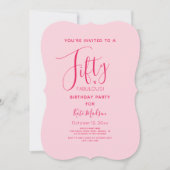 Invitation Simple Chic Cinquante & FABULE ! Anniversaire rose (Devant)