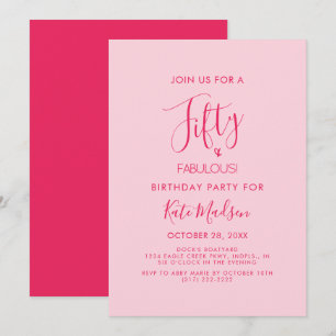 Invitation Simple Chic Cinquante & FANTASTIQUE ! Fête d'anniv