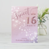 Invitation Simple chic Cool rose or tiara doux 16 (Debout devant)