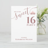 Invitation Simple chic Cool rose or tiara doux 16 (Debout devant)