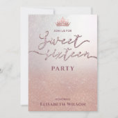Invitation Simple chic Cool rose or tiara doux 16 (Devant)
