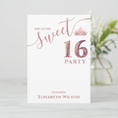 Invitation Simple chic Cool rose or tiara doux 16 (Debout devant)