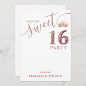 Invitation Simple chic Cool rose or tiara doux 16 (Devant / Derrière)