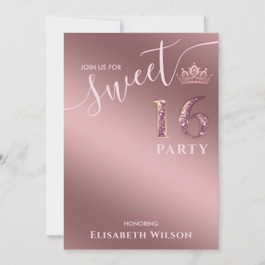 Invitation Simple chic Cool rose or tiara doux 16 Invitat (Devant)