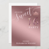 Invitation Simple chic Cool rose or tiara doux 16 Invitat (Devant / Derrière)