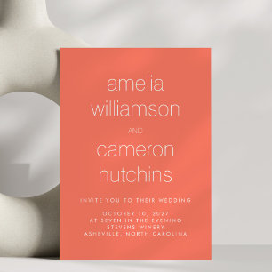 Invitation Simple Chic Corail Orange Typographie Moderne Mari
