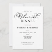 Invitation Simple Chic Dîner de Répétition de Mariage en Écri (Devant)