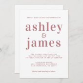Invitation Simple chic Dusty Rose Mariage de typographie (Devant / Derrière)
