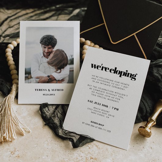 Invitation Simple Chic & Elegant We're Eloping Photo