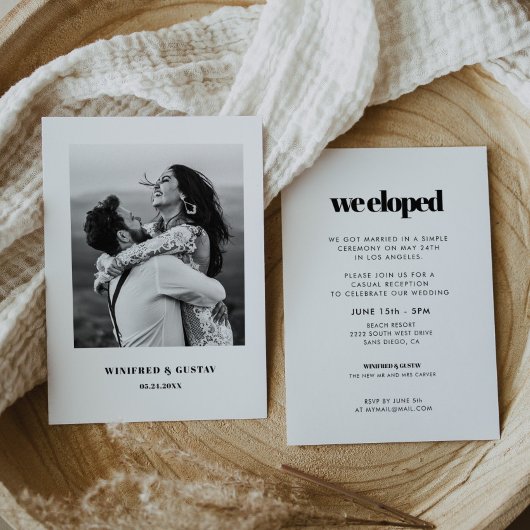 Invitation Simple, chic et élégant Elopement photo d'accueil
