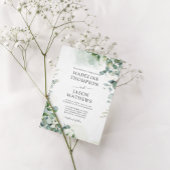 Invitation Simple Chic Eucalyptus Laver Mariage de verdure or