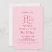 Invitation Simple Chic Fifty & FABULOUS! Pink Birthday Party (Devant)