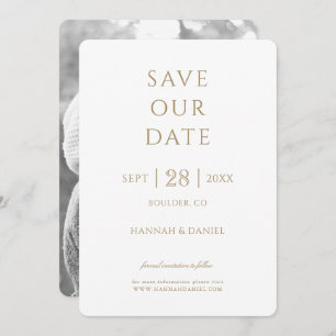 Invitation Simple Chic Gold Photo Wedding Enregistrer la date