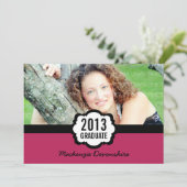 Invitation Simple Chic Graduation, Fuchsia (Debout devant)